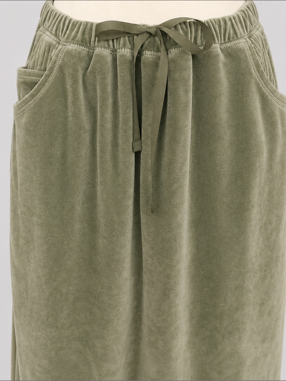 J. Jill Sage Green Velour Drawstring Maxi Skirt - Picture 3 of 9